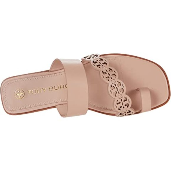NIB Tory Burch Tiny Miller Toe Ring Leather Sandal Shell Pink US 7 10.5 AUTHENTC - Picture 2 of 16